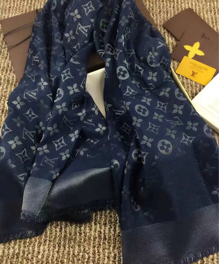 Louis Vuitton Scarf Monogram Shine Shawl Dark Blue