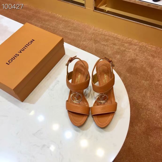 Louis Vuitton Outlet lady leather Sandals LV955SY-7 10CM height - Click Image to Close